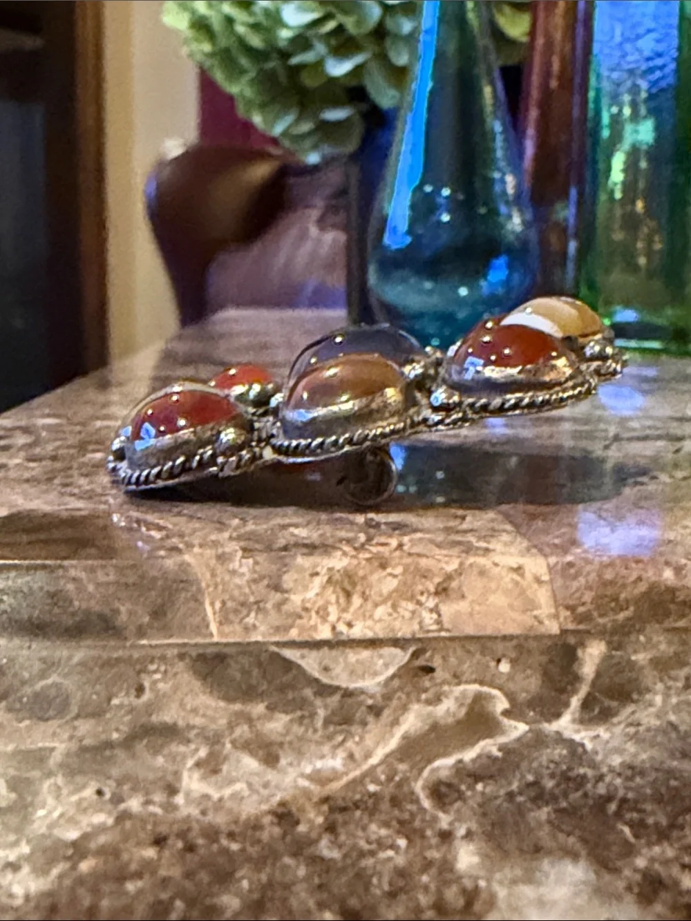 Colorful Vintage Statement Agate Cluster Brooch - Multicolor Stone